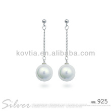 Fashion white stone pearl earring 925 silver earrings